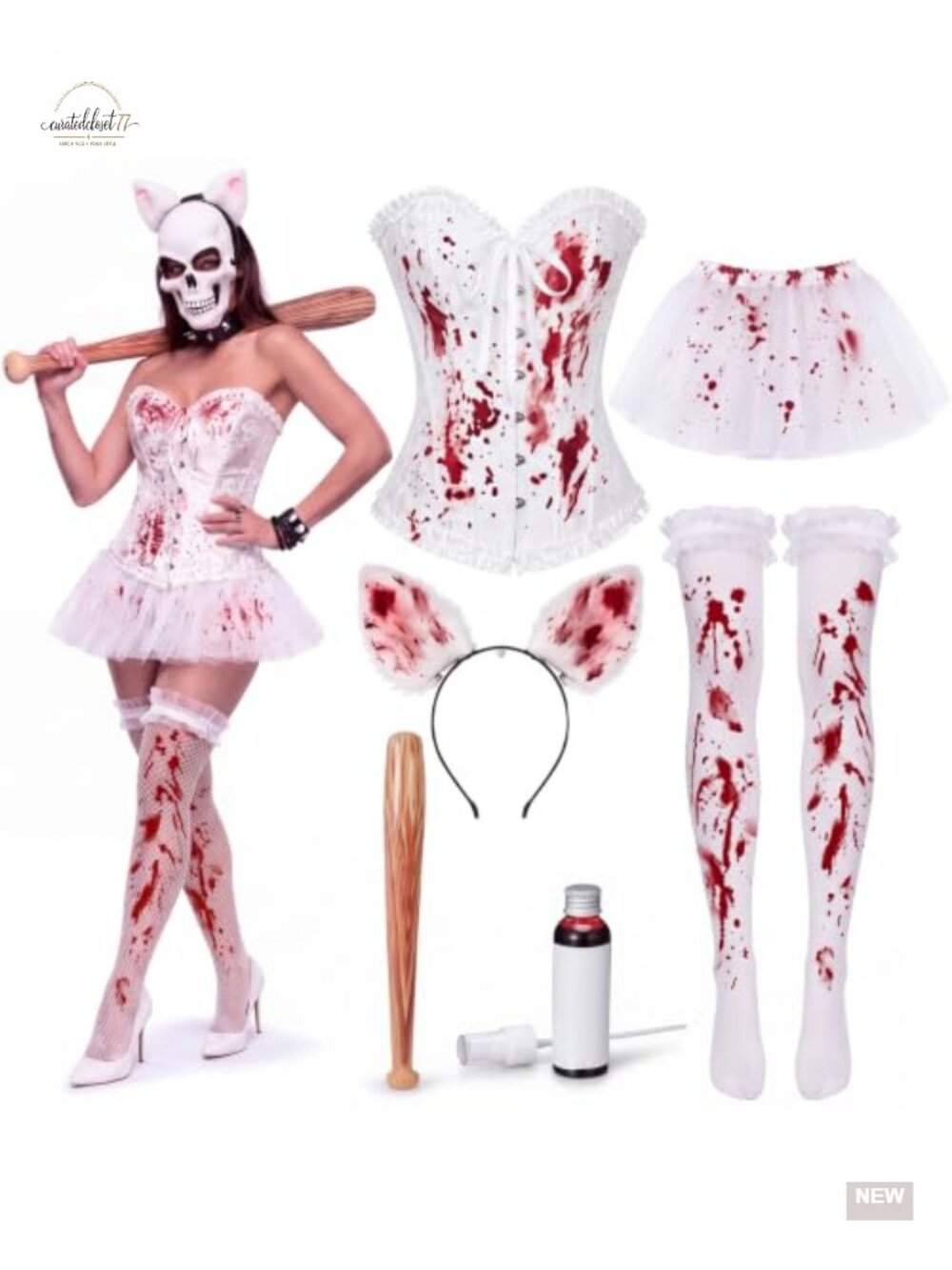 Women's Halloween Horror Zombie Costume Set Corset Tutu Complete Outfit